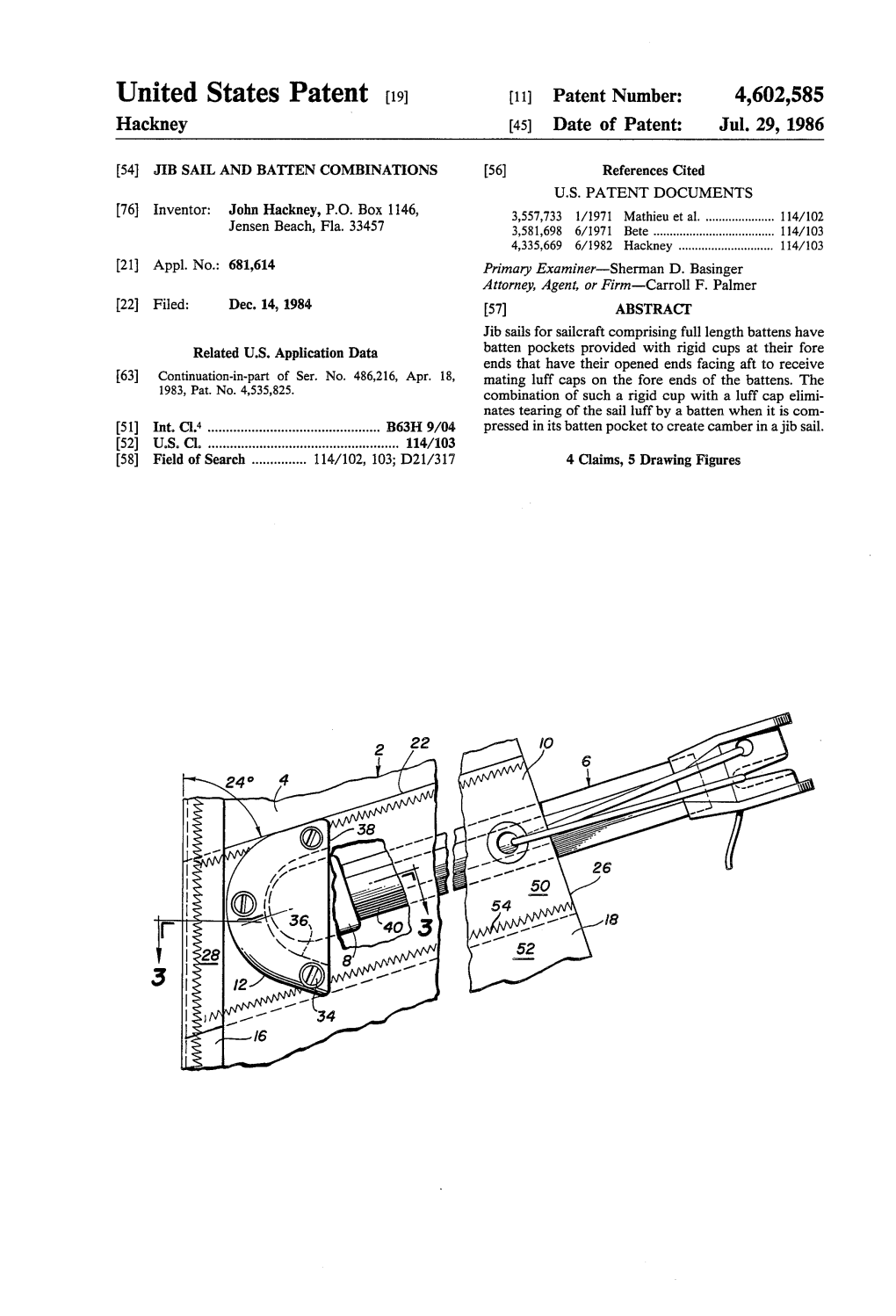 United States Patent (19) 11 Patent Number: 4,602,585 Hackney 45 Date of Patent: Jul