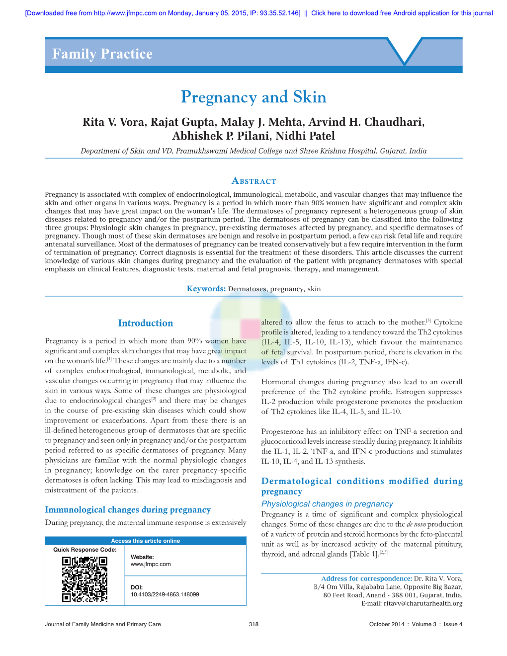 Pregnancy and Skin Rita V