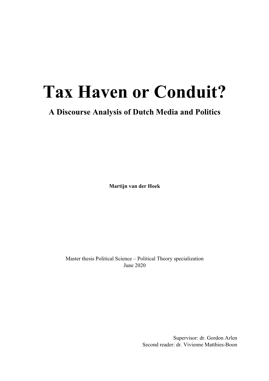 Tax Haven Or Conduit?