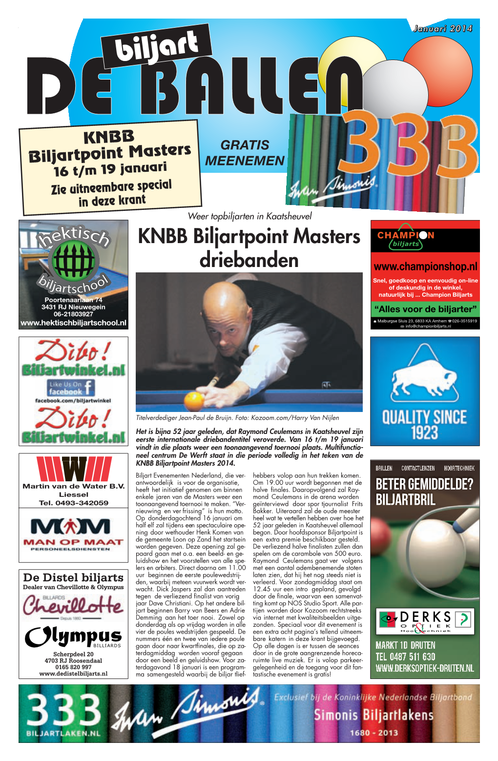 KNBB Biljartpoint Masters Driebanden 2014