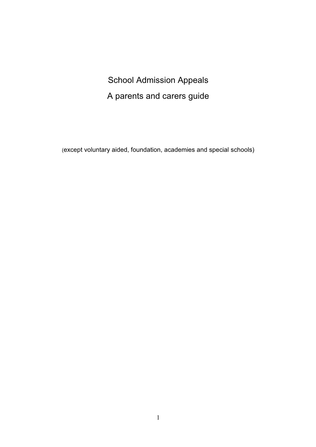 School Admission Appeals a Parents and Carers Guide