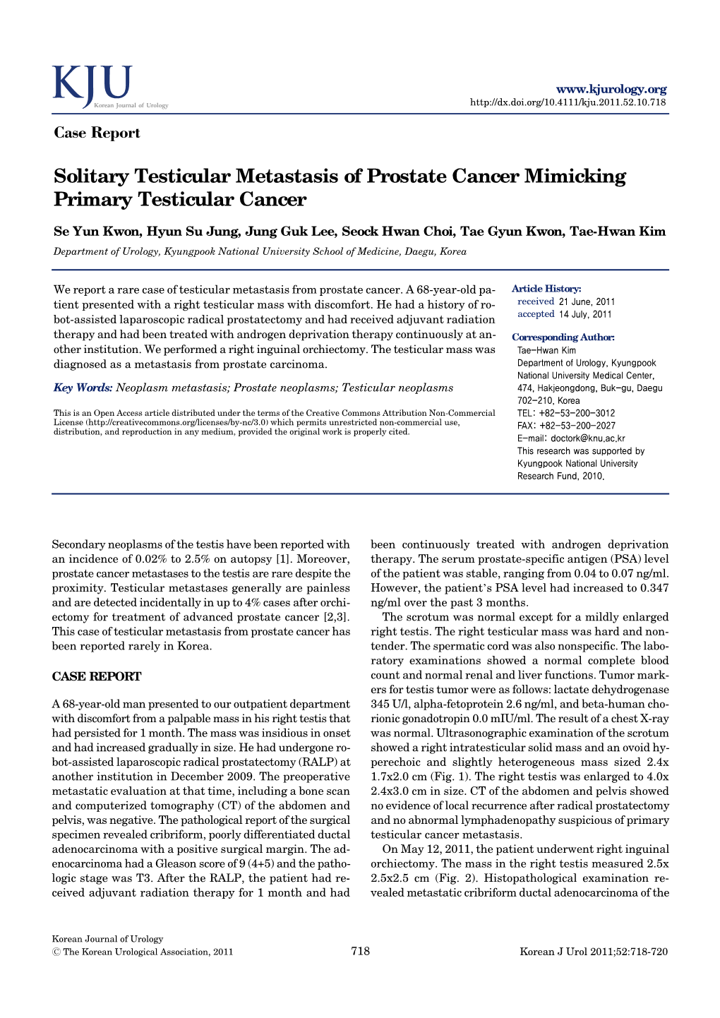 Solitary Testicular Metastasis of Prostate Cancer Mimicking Primary Testicular Cancer