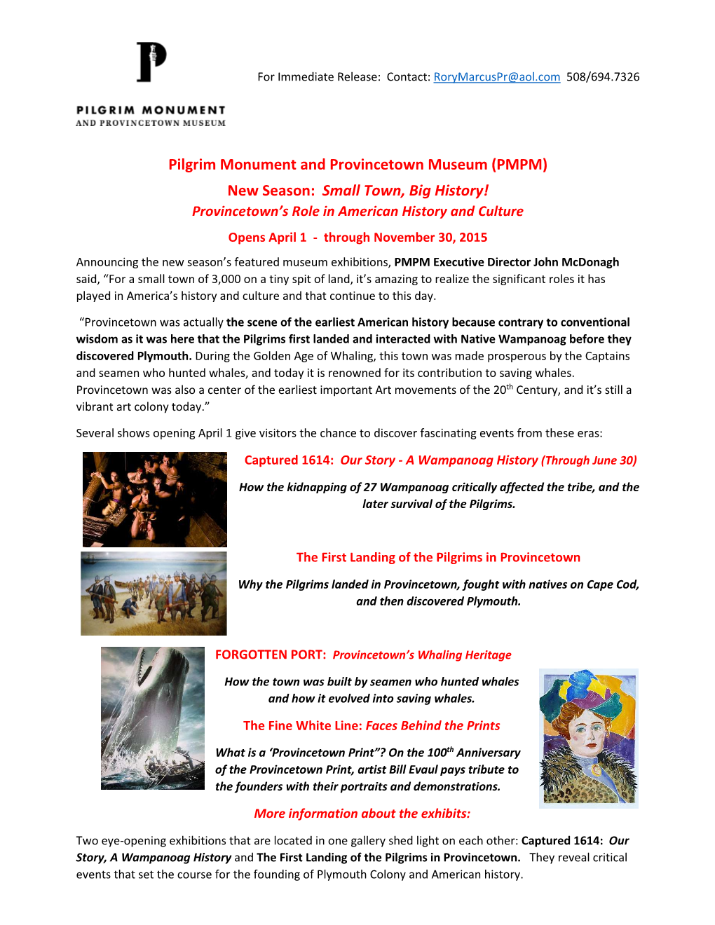 Pilgrim Monument and Provincetown Museum (PMPM) New Season