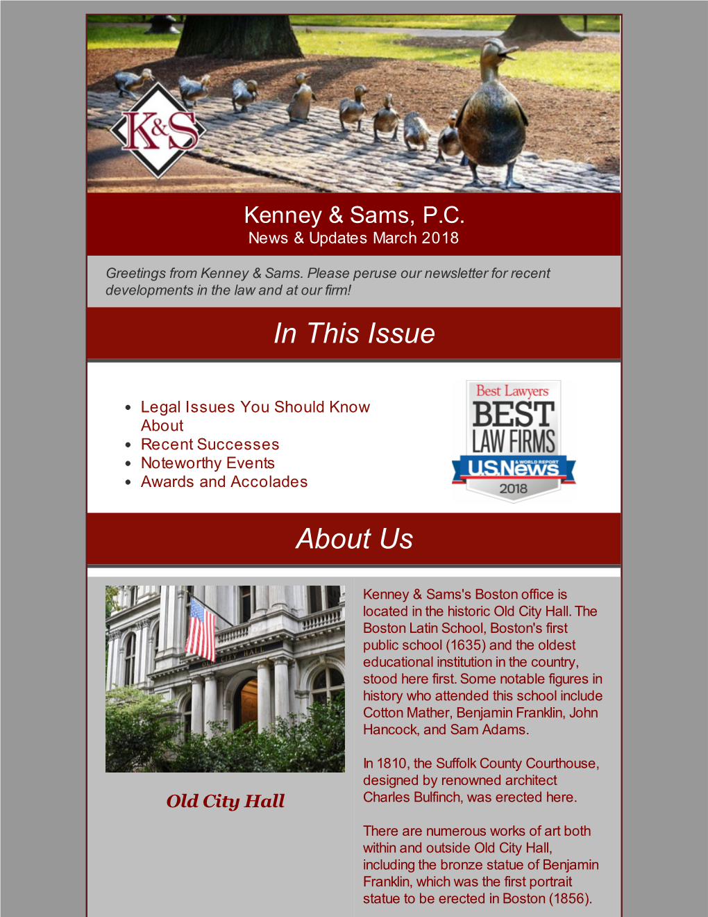 Kenney & Sams Newsletter