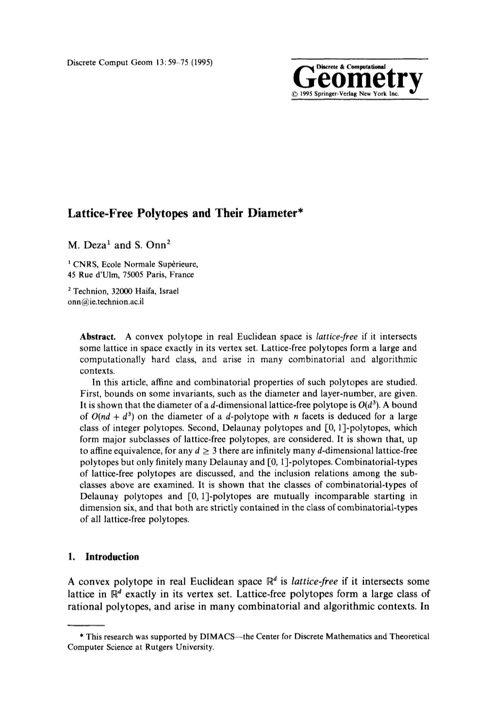 Lattice-Free Polytopes and Their Diameter*