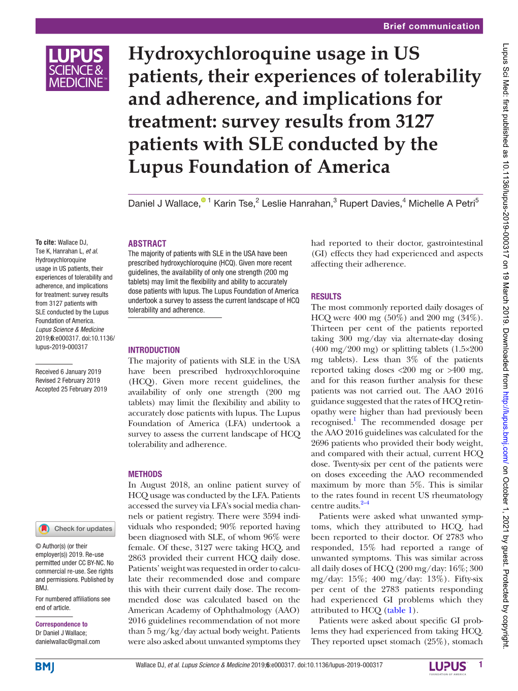 Hydroxychloroquine Usage in US