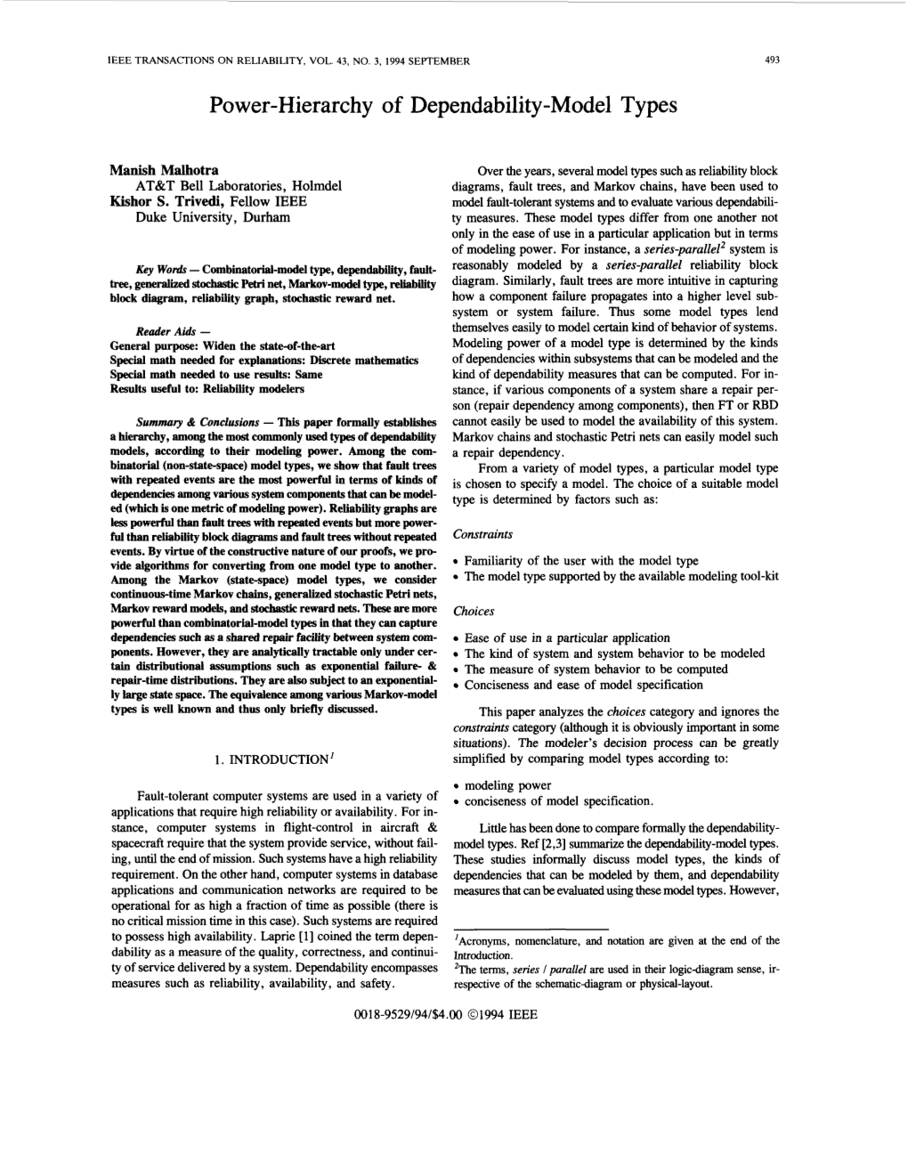 Power-Hierarchy of Dependability-Model Types 495