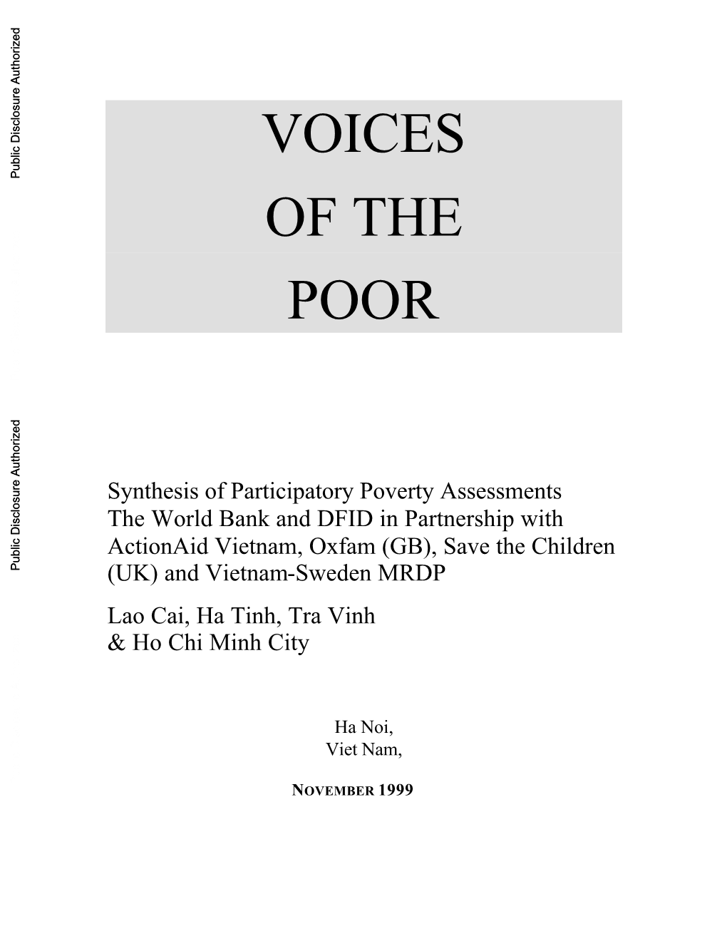 Voices of the Poor