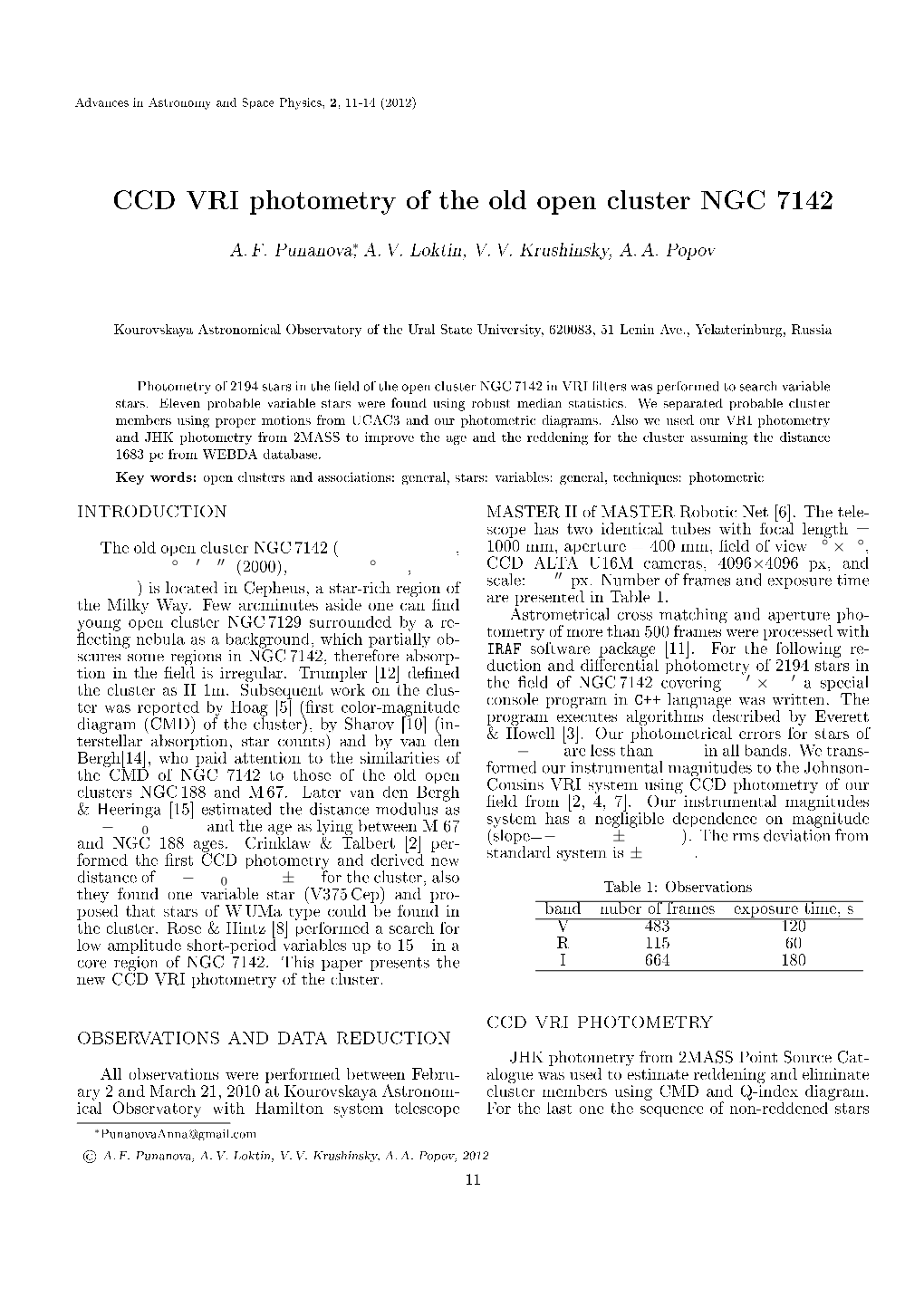 CCD VRI Photometry of the Old Open Cluster NGC 7142