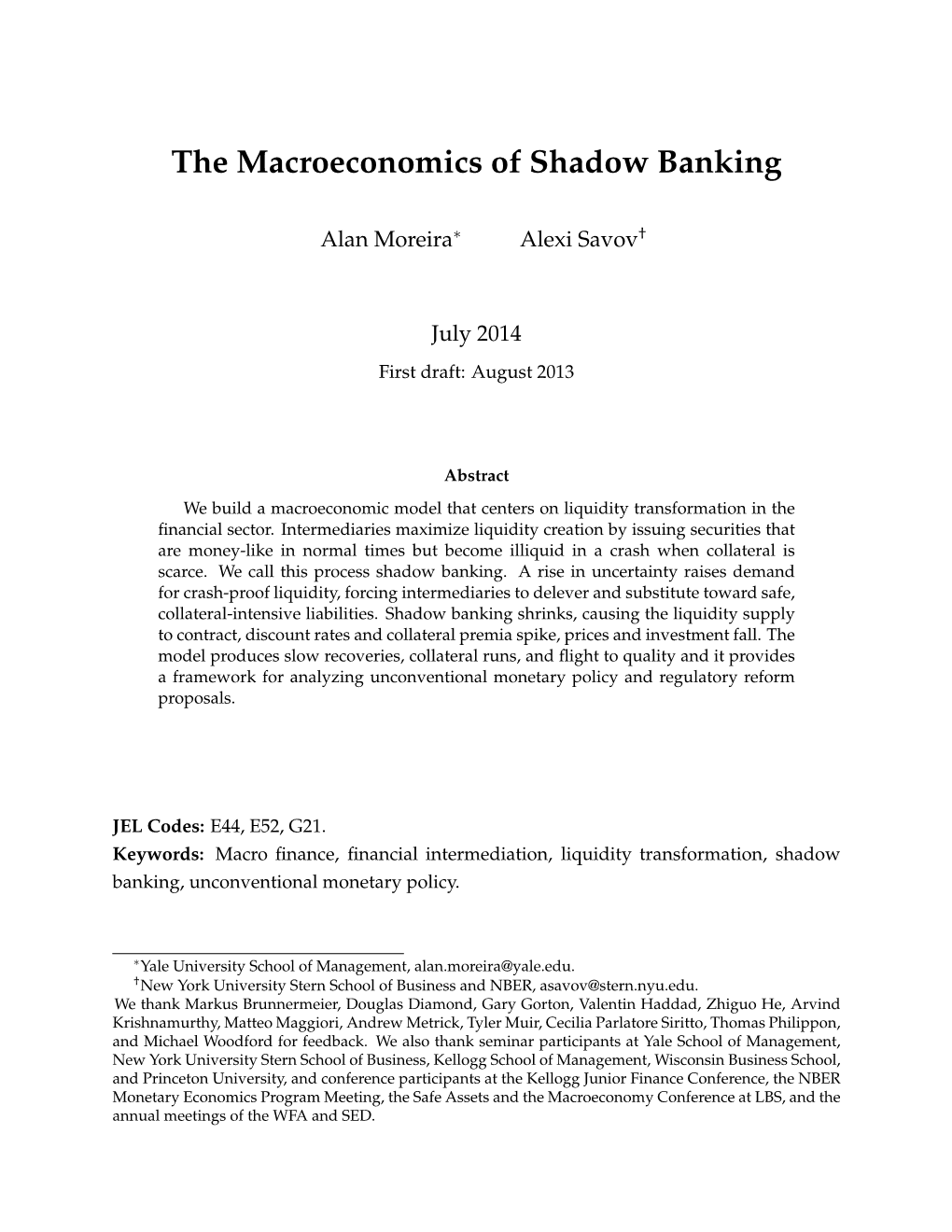 The Macroeconomics of Shadow Banking