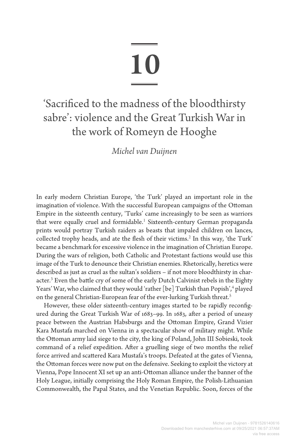 Violence and the Great Turkish War in the Work of Romeyn De Hooghe Michel Van Duijnen