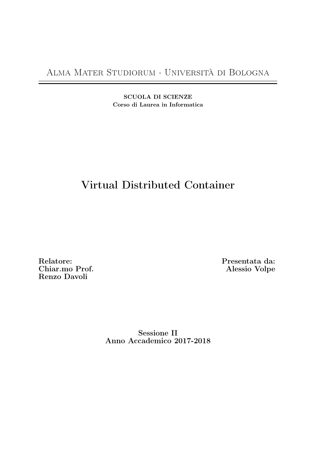 Virtual Distributed Container
