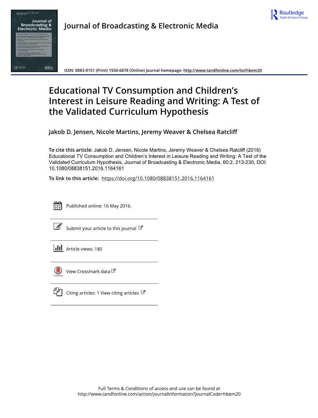 Educational TV Consumption and Children's