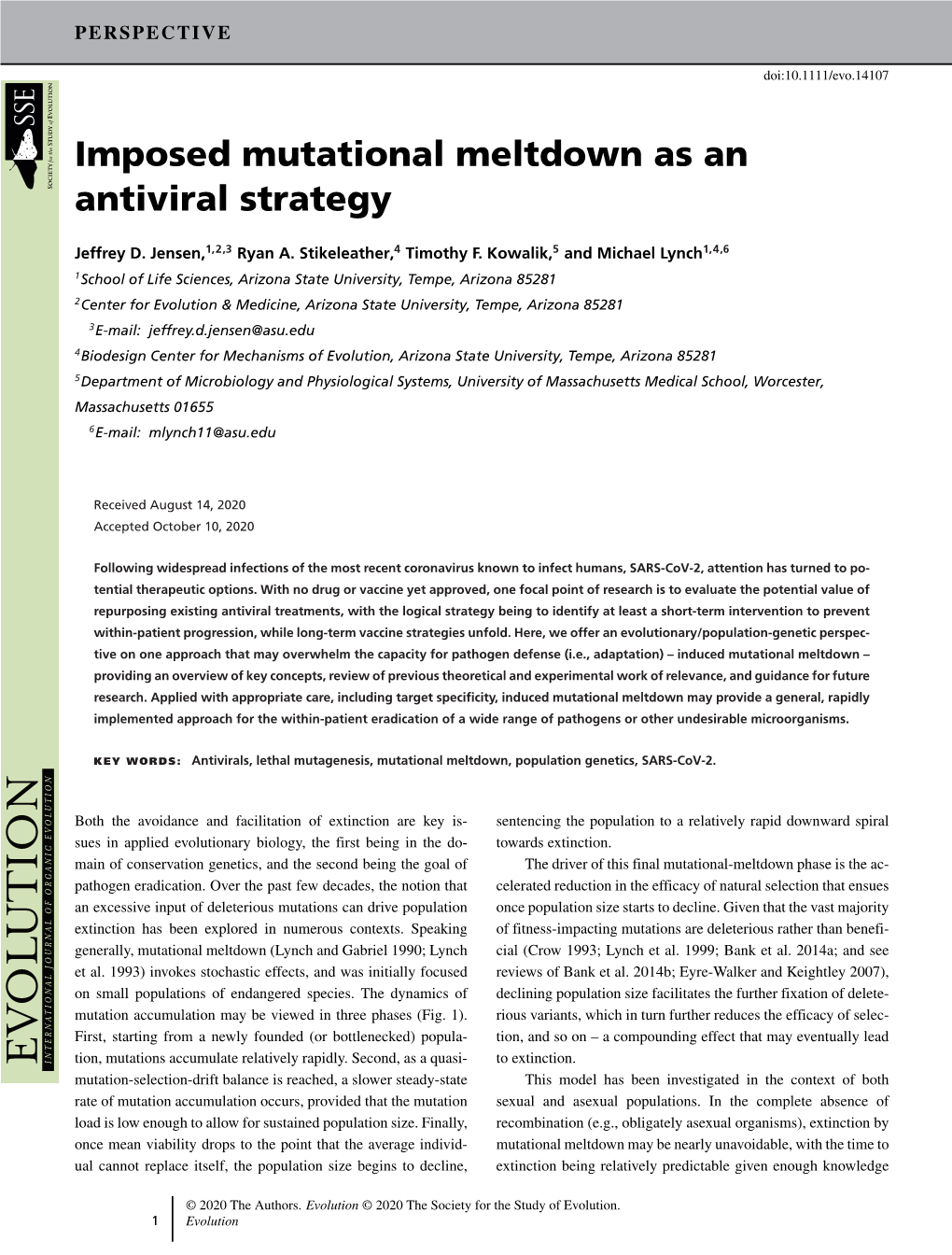 Imposed Mutational Meltdown As an Antiviral Strategy