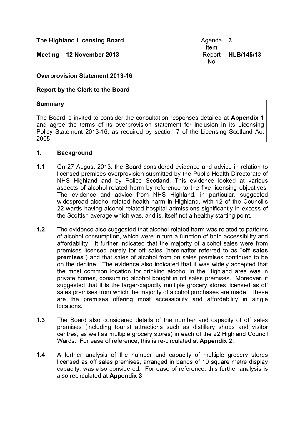 Overprovision Statement 2013-2016