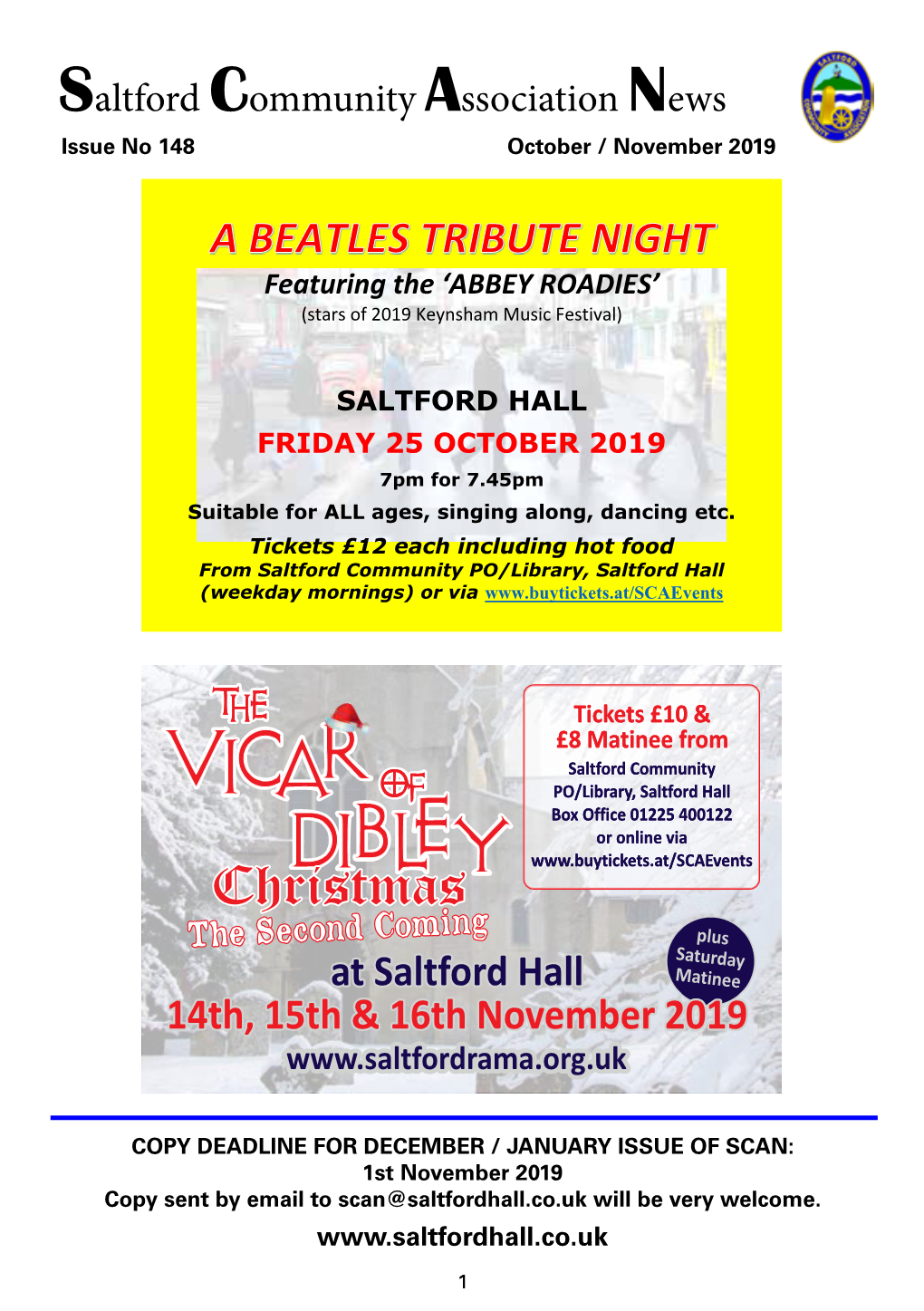 Christmas G the Second Comin Plus Saturday at Saltford Hall Matinee 14Th, 15Th & 16Th November 2019