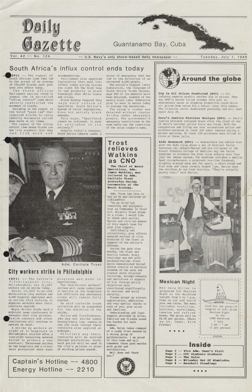 Ased Daily Newspaper -- Tuesday, July 1, 1986