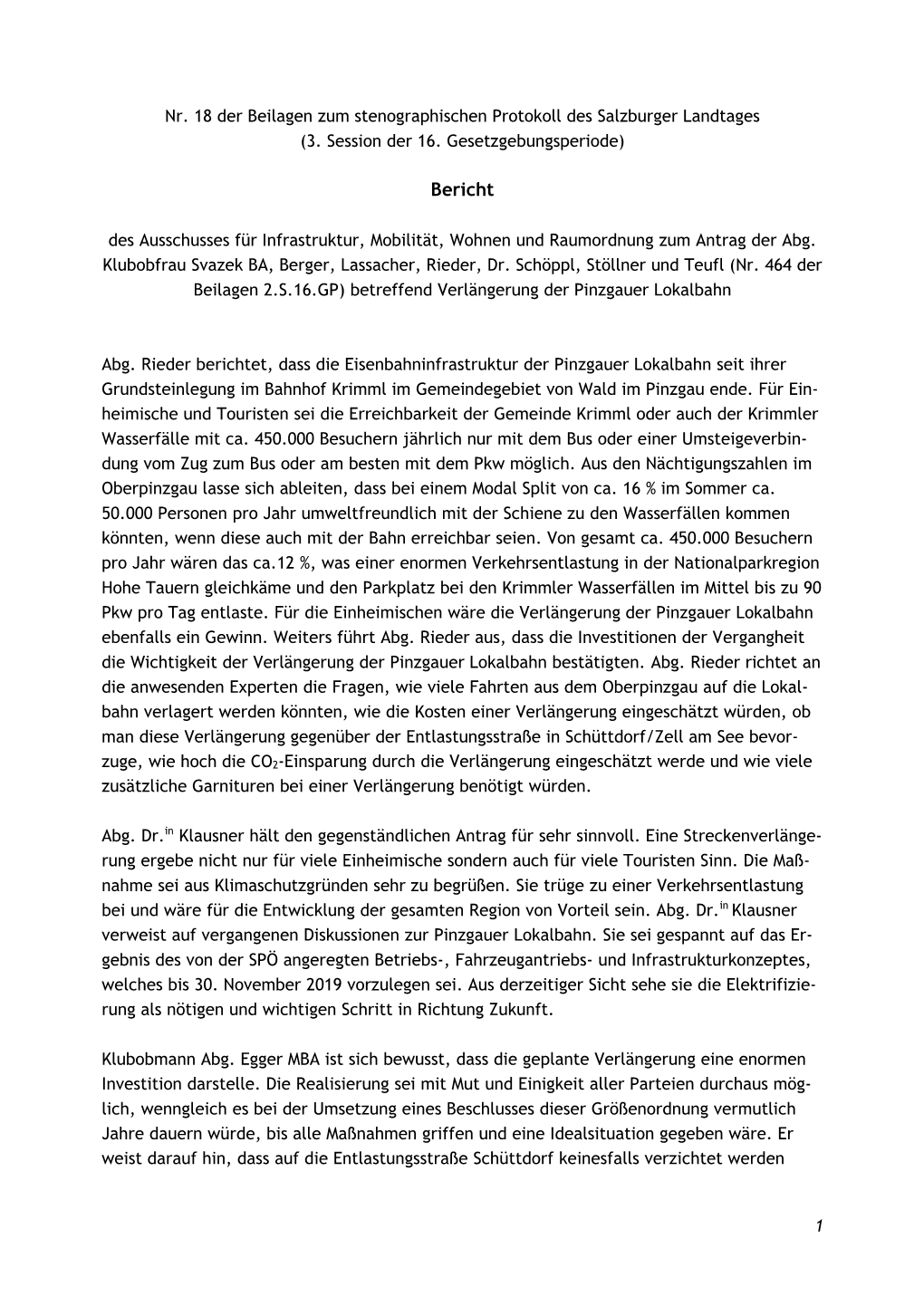 Nr. 18 Der Beilagen Zum Stenographischen Protokoll Des Salzburger Landtages (3