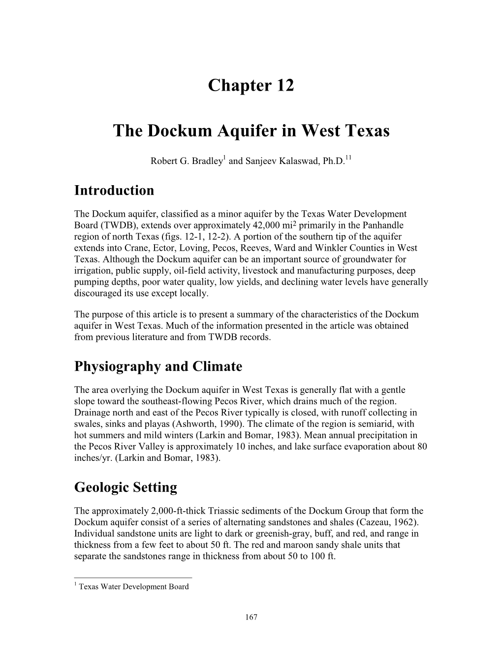 Chapter 12 the Dockum Aquifer in West Texas