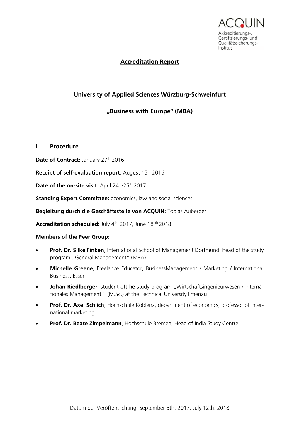 Accreditation Report University of Applied Sciences