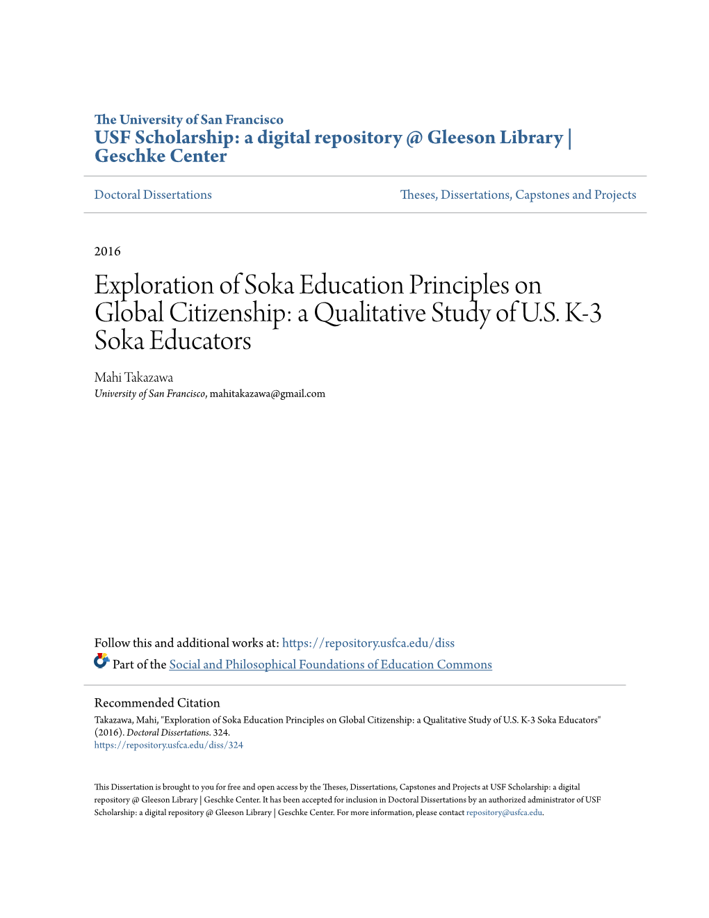 Exploration of Soka Education Principles on Global Citizenship: a Qualitative Study of U.S