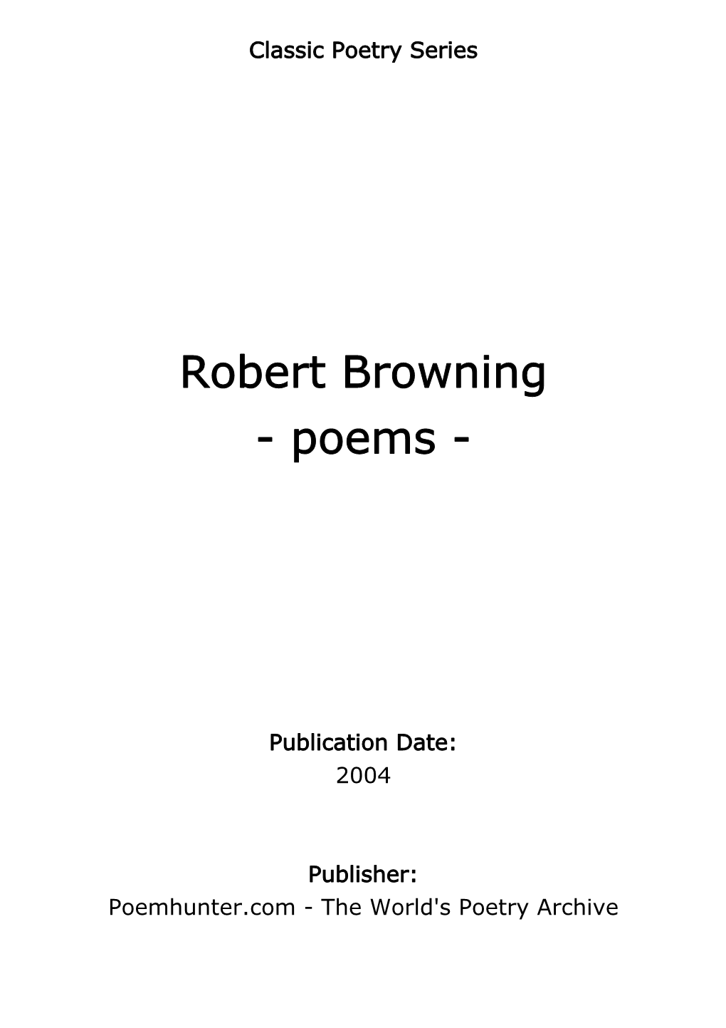 Robert Browning - Poems