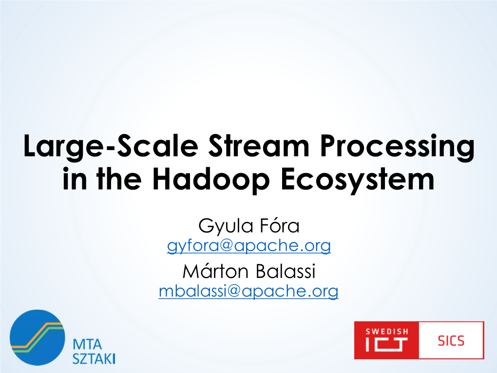 Large-Scale Stream Processing in the Hadoop Ecosystem