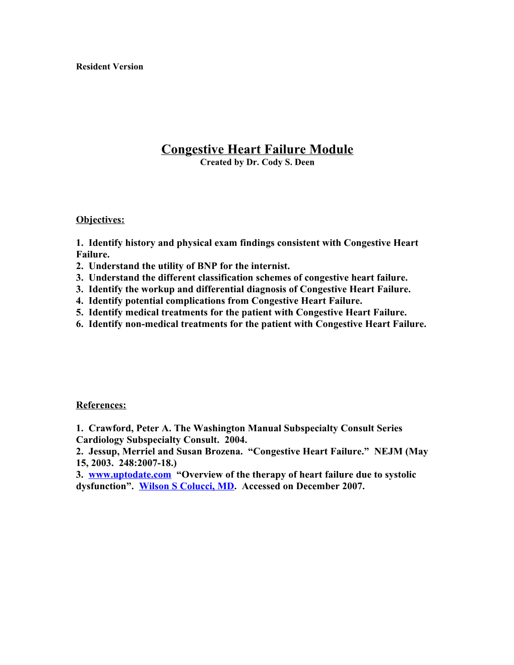 Congestive Heart Failure Module