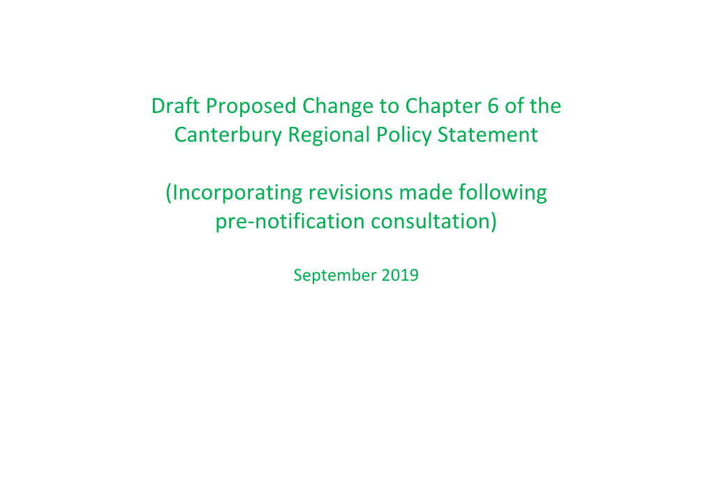 Draft Proposed Change to Chapter 6 of the Canterbury Regional Policy Statement