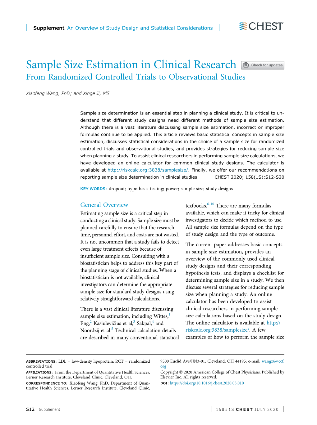 Sample Size Estimation in Clinical Research: from Randomized