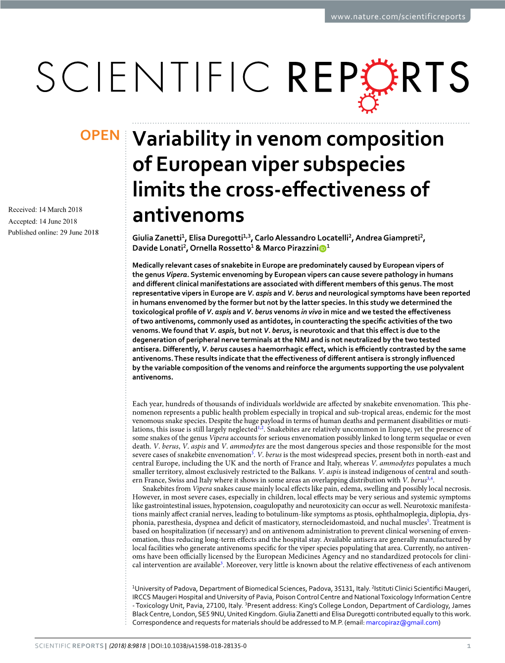 Variability in Venom Composition of European Viper Subspecies Limits