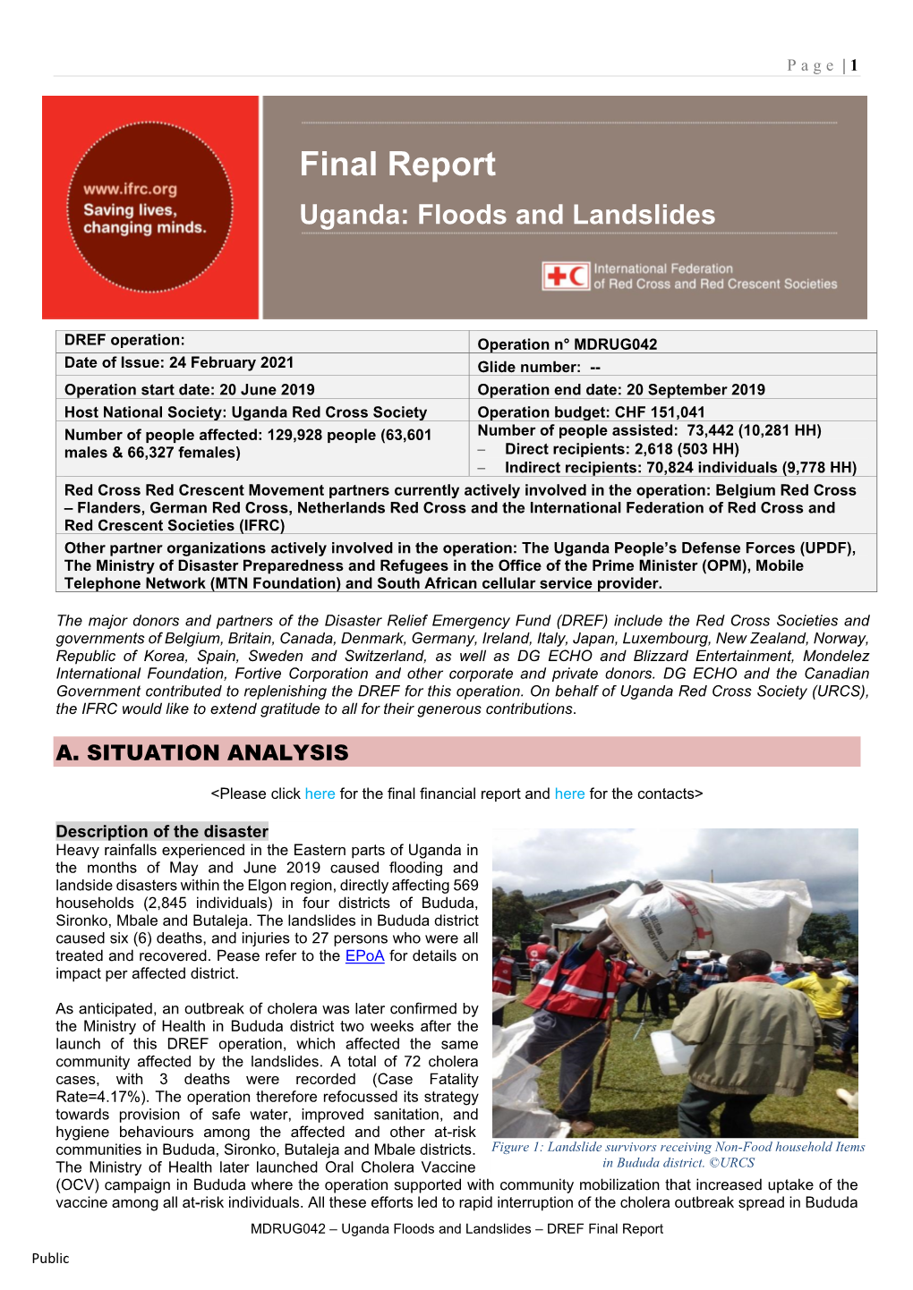 Final Report Uganda: Floods and Landslides