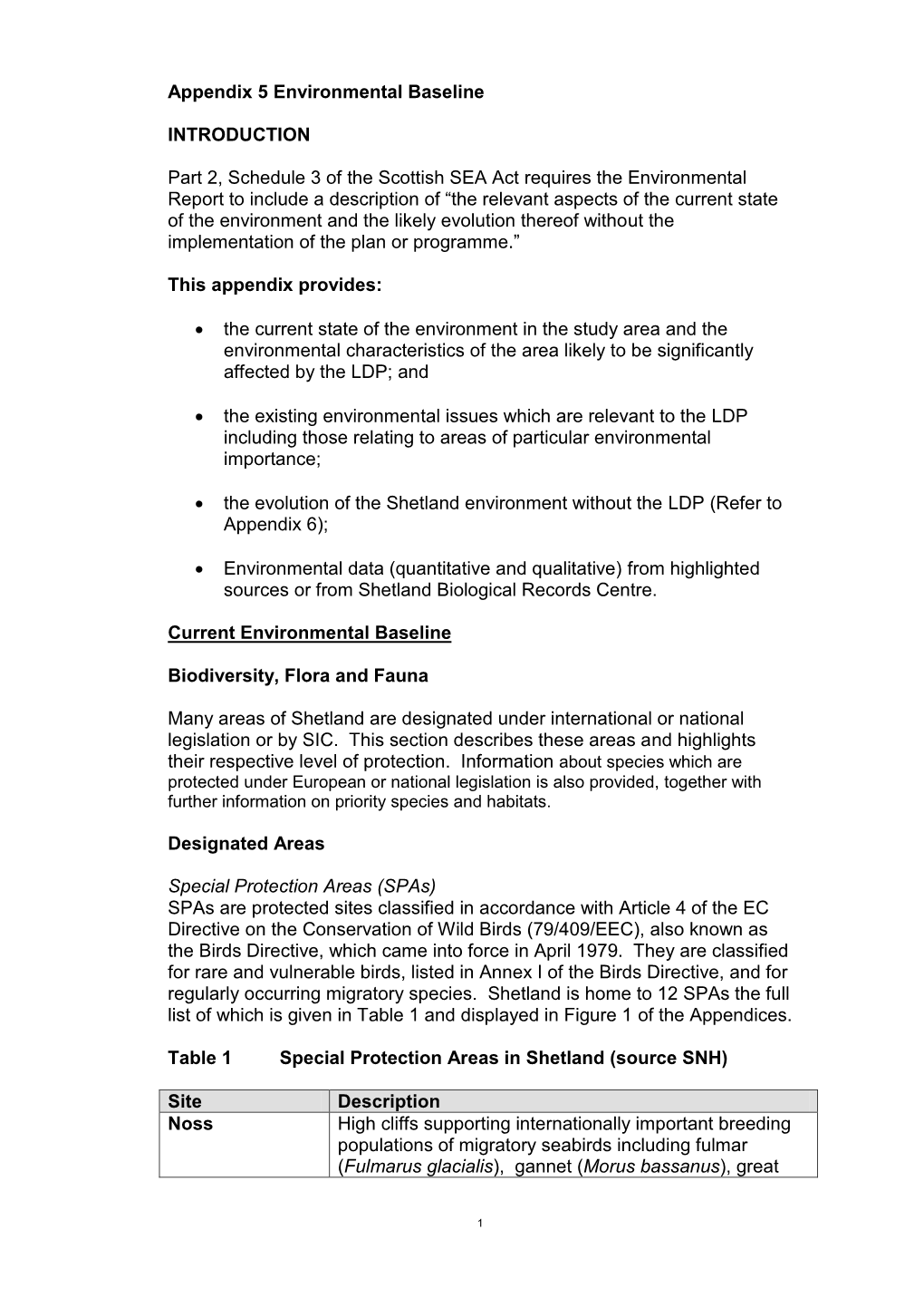 Appendix 5 Environmental Baseline Analysis