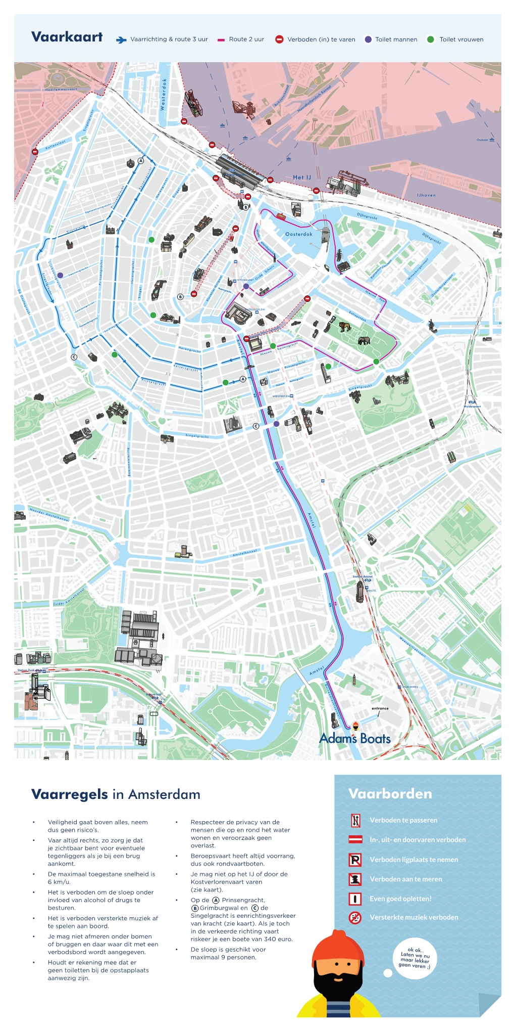 Vaarborden Vaarregels in Amsterdam Vaarkaart