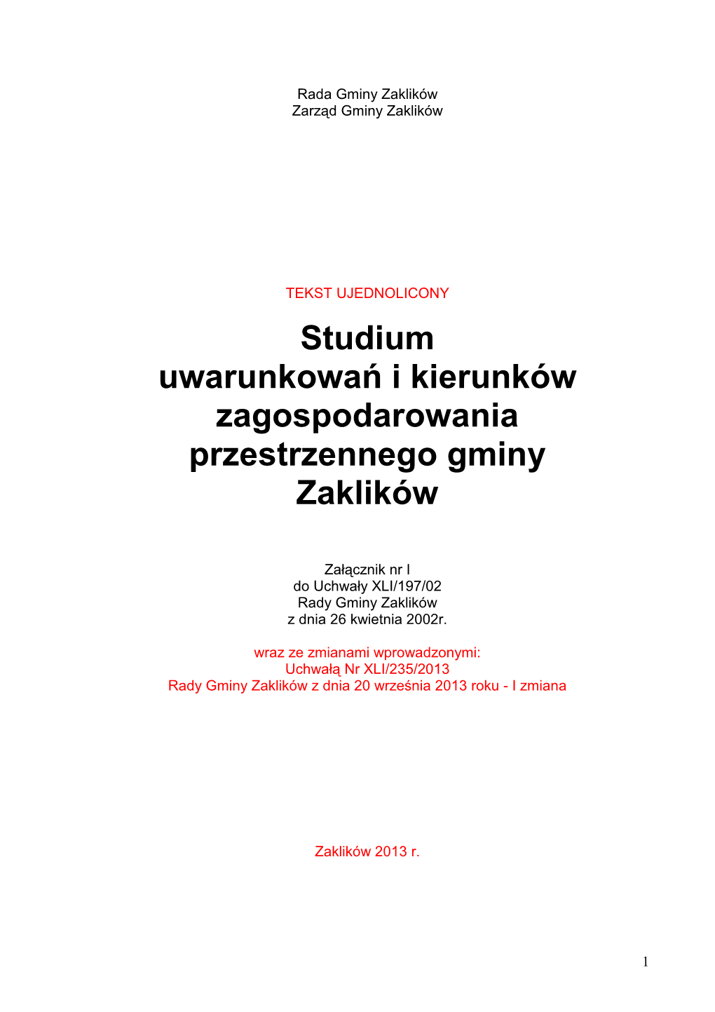 Studium Uwarunkowań I Kierunków Zagospodarowania Przestrzennego