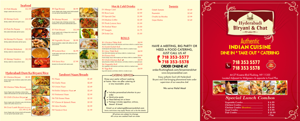 Tandoori Naan/Breads Hot & Cold Drinks Sweets Seafood Special