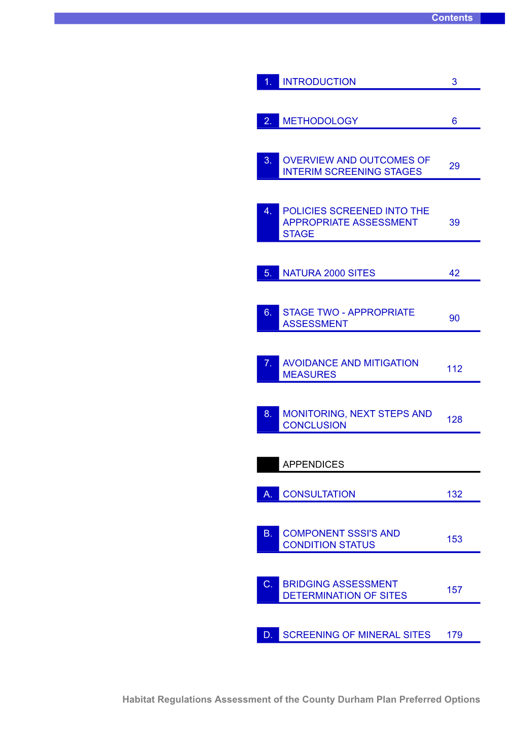 Habitat Regulations Assessment of the County Durham Plan Preferred Options Contents