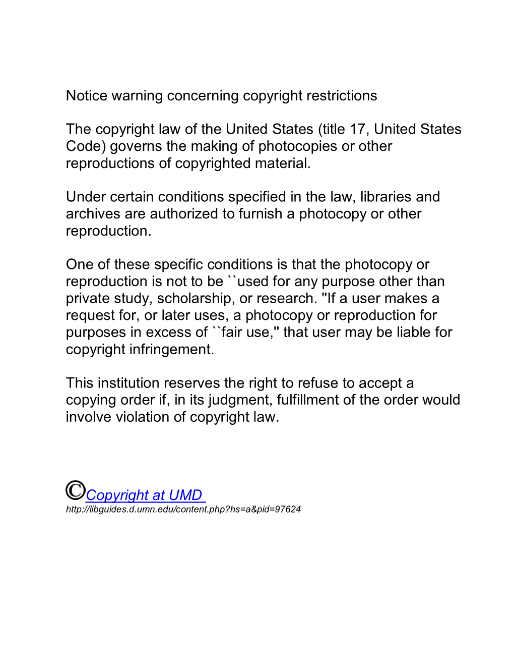 Notice Warning Concerning Copyright Restrictions