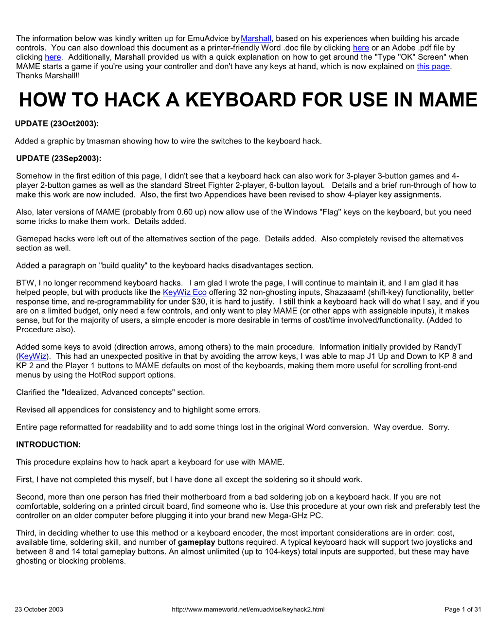 How to Hack a Keyboard for Use in Mame