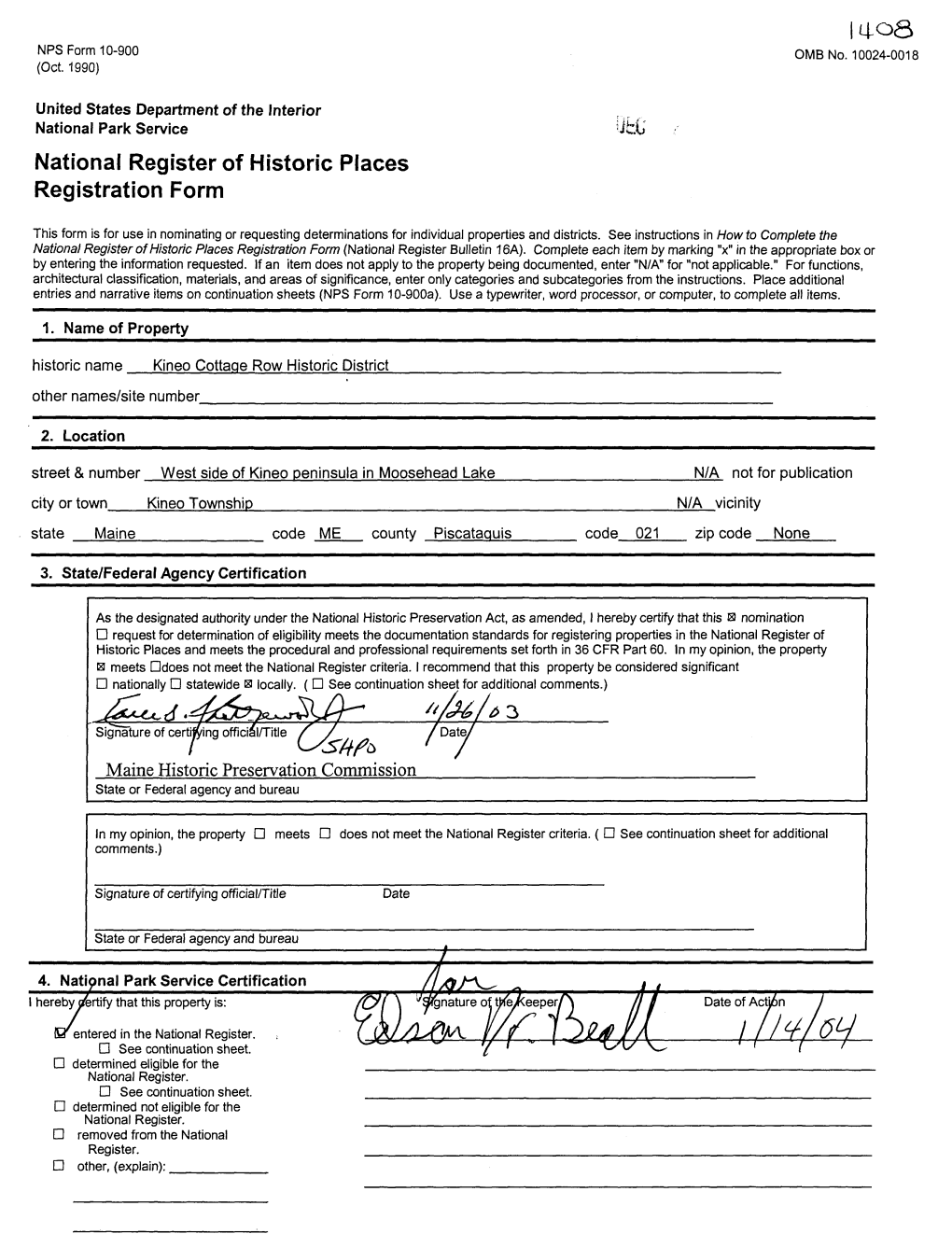 1408 National Register of Historic Places Registration Form