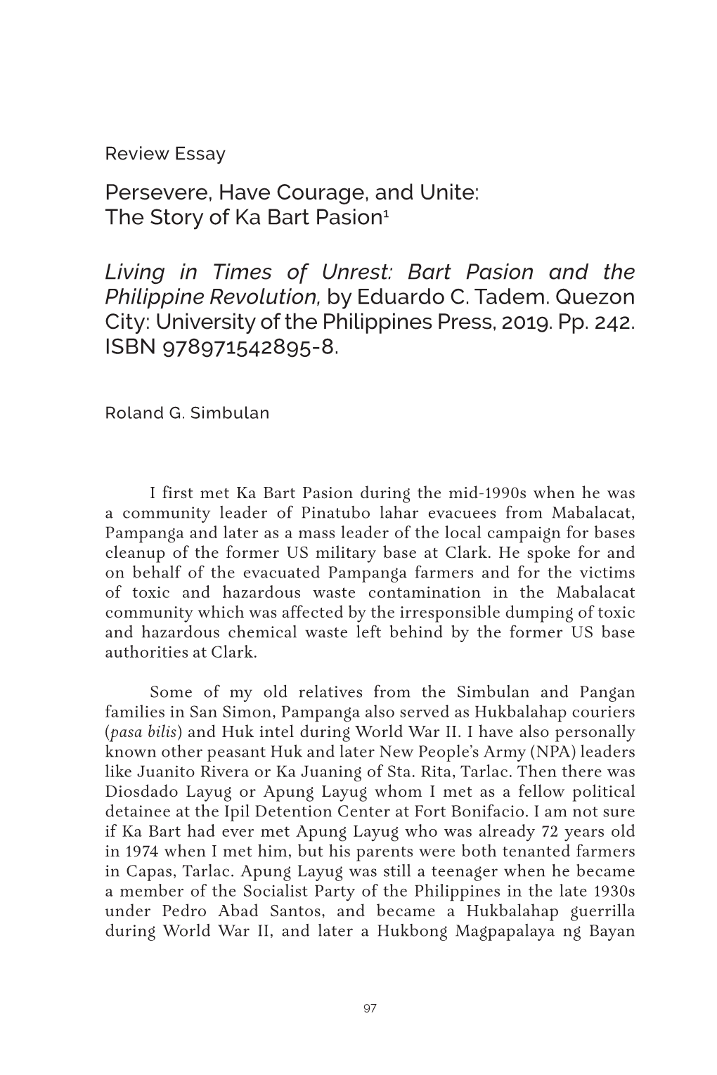 Bart Pasion and the Philippine Revolution, by Eduardo C