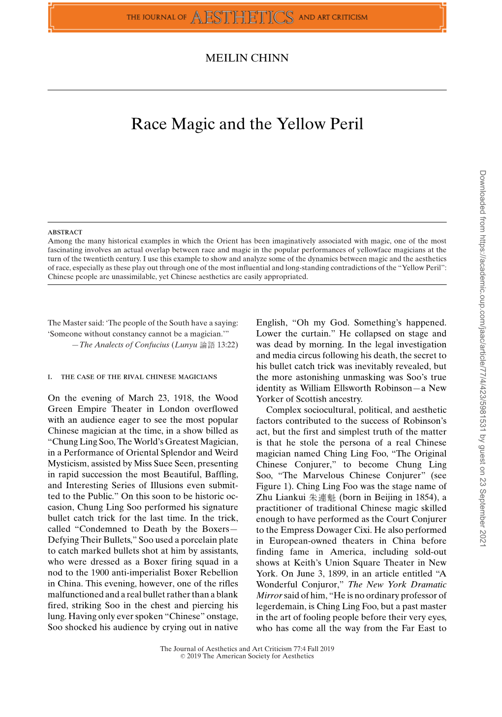 Race Magic and the Yellow Peril Downloaded from by Guest on 23 September 2021