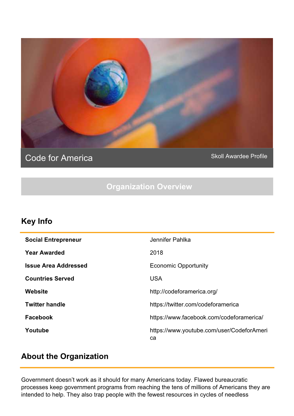 Code for America Skoll Awardee Profile