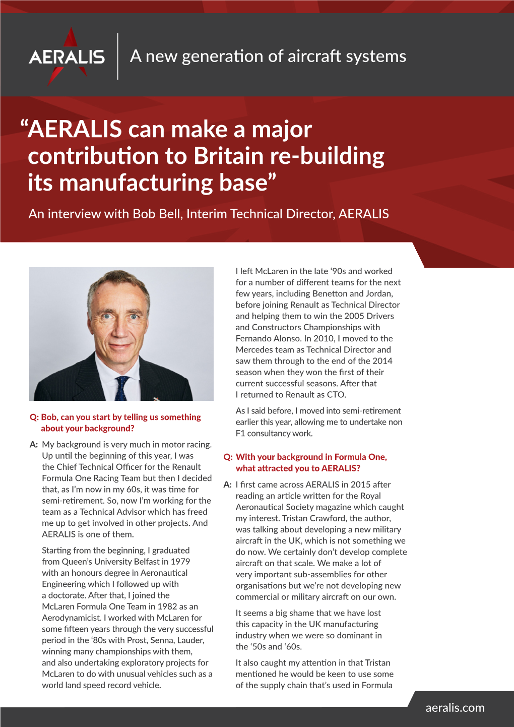 “ AERALIS Can Make a Major Contribution to Britain Re-Building Its Manufacturing Base”