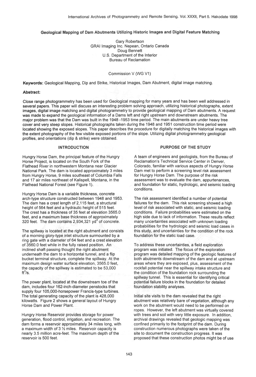 Geological Mapping of Dam Abutments Utilizing Historic Images and Digital Feature Matching