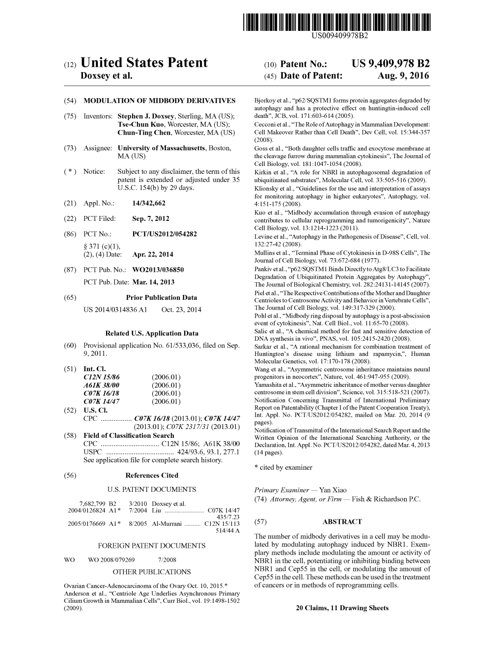 (12) United States Patent (10) Patent No.: US 9,409,978 B2 Doxsey Et Al