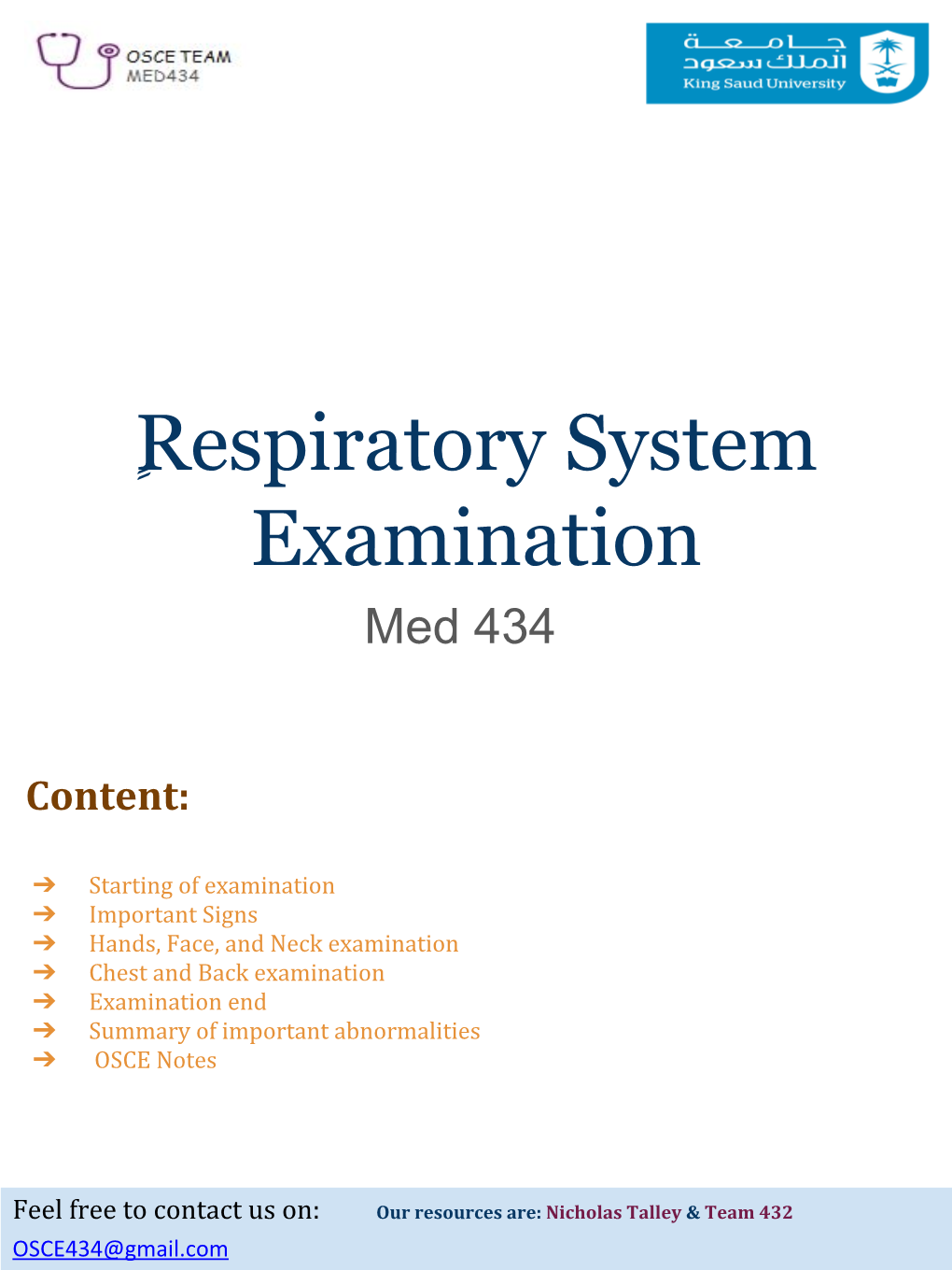 ٍRespiratory System Examination