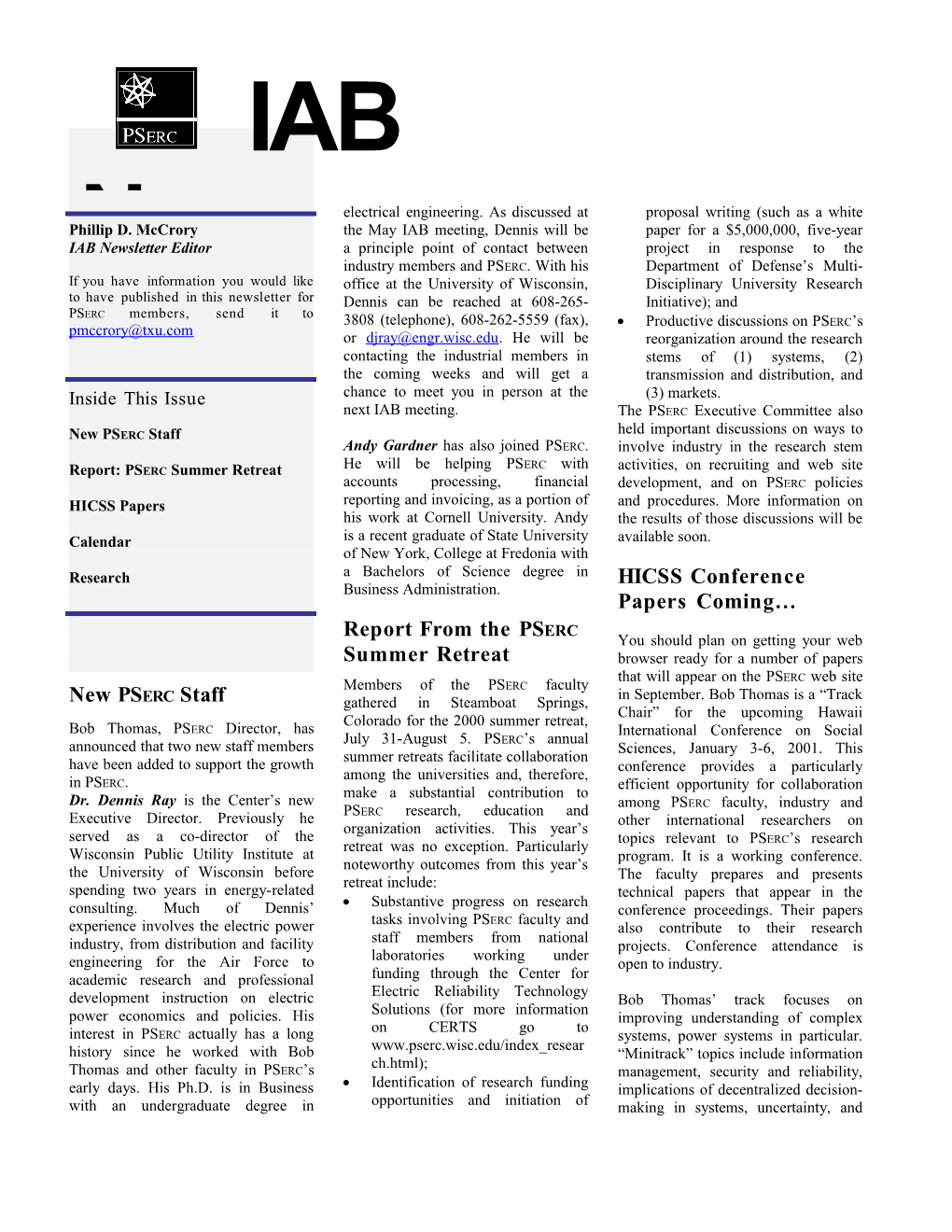 IAB Newsletter Editor