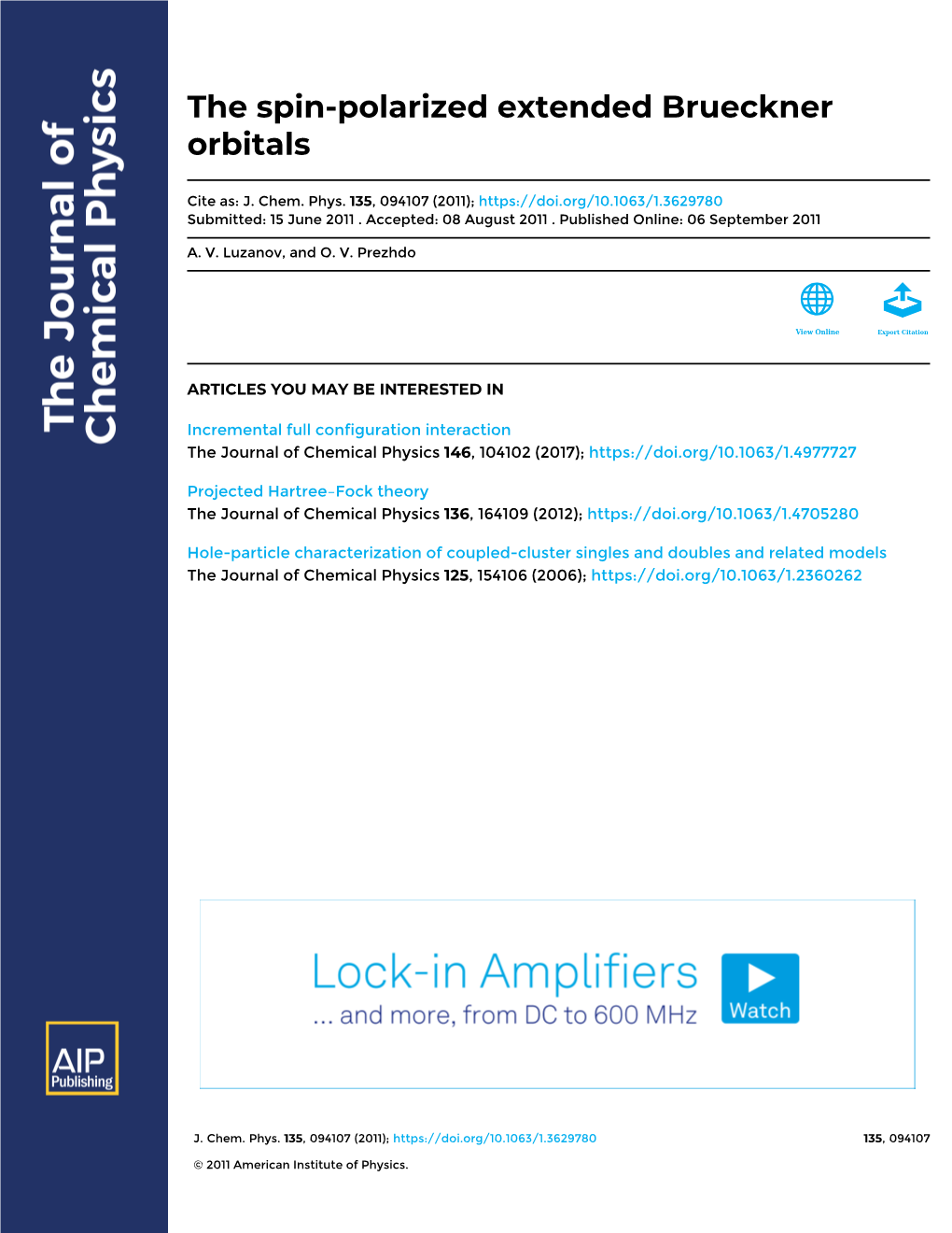 The Spin-Polarized Extended Brueckner Orbitals