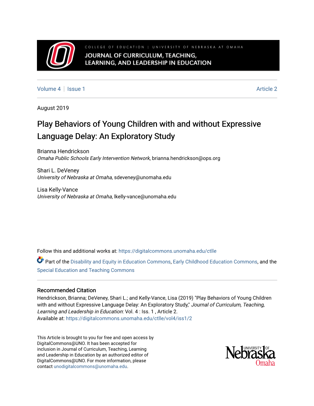 Play Behaviors of Young Children with and Without Expressive Language Delay: an Exploratory Study